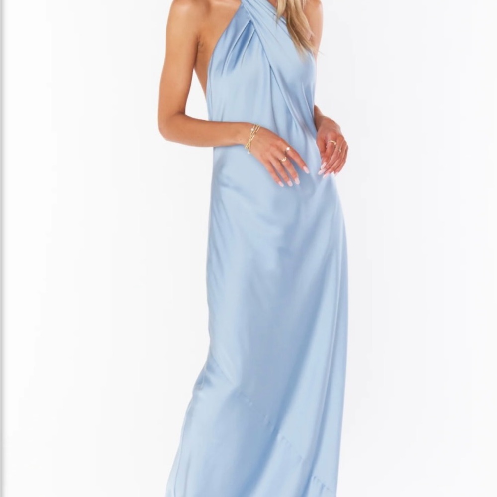 Show Me Your MuMu Steel Blue One Shoulder Dress